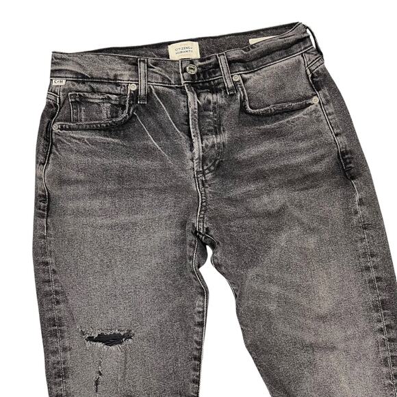 Citizens Of Humanity Black Denim Jeans Emerson Size 24 Button Fly Distressed - Picture 2 of 14